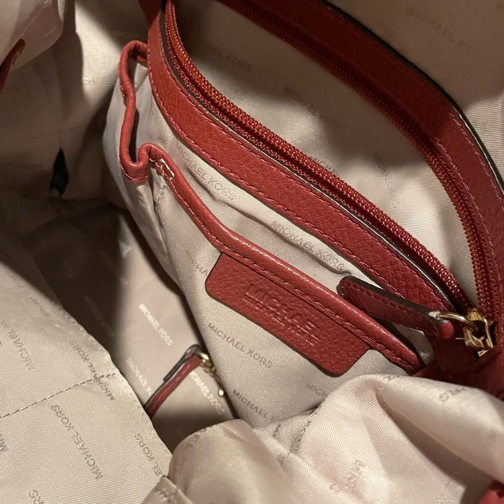 MICHAEL Kors Brooklyn Grommet In Brown Shoulder Bag with Suede